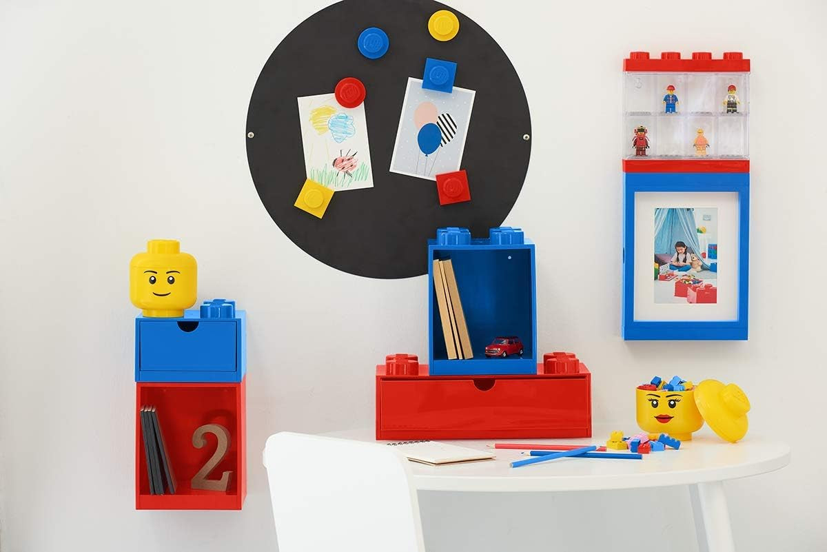 LEGO Storage Brick 4 Desk Drawer, 4-Stud Stackable Tabletop Storage Box, 6.2 X 6.2 X 4.4 In, Blue