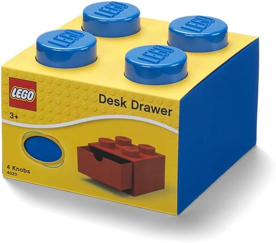 LEGO Storage Brick 4 Desk Drawer, 4-Stud Stackable Tabletop Storage Box, 6.2 X 6.2 X 4.4 In, Blue