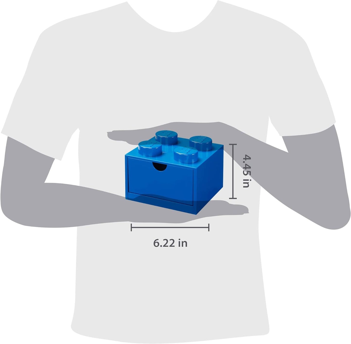 LEGO Storage Brick 4 Desk Drawer, 4-Stud Stackable Tabletop Storage Box, 6.2 X 6.2 X 4.4 In, Blue